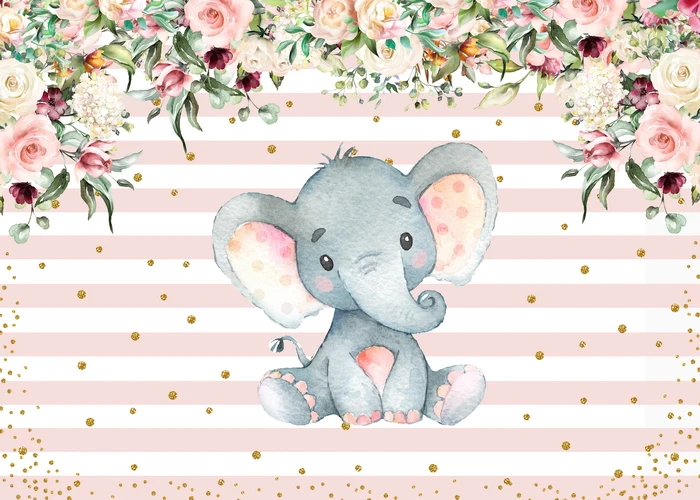 Elephant Baby Shower Theme Photography Baptism Boy Girl First Birthday Party Kids Portrait Vinyl Backgrounds Decor Supplies