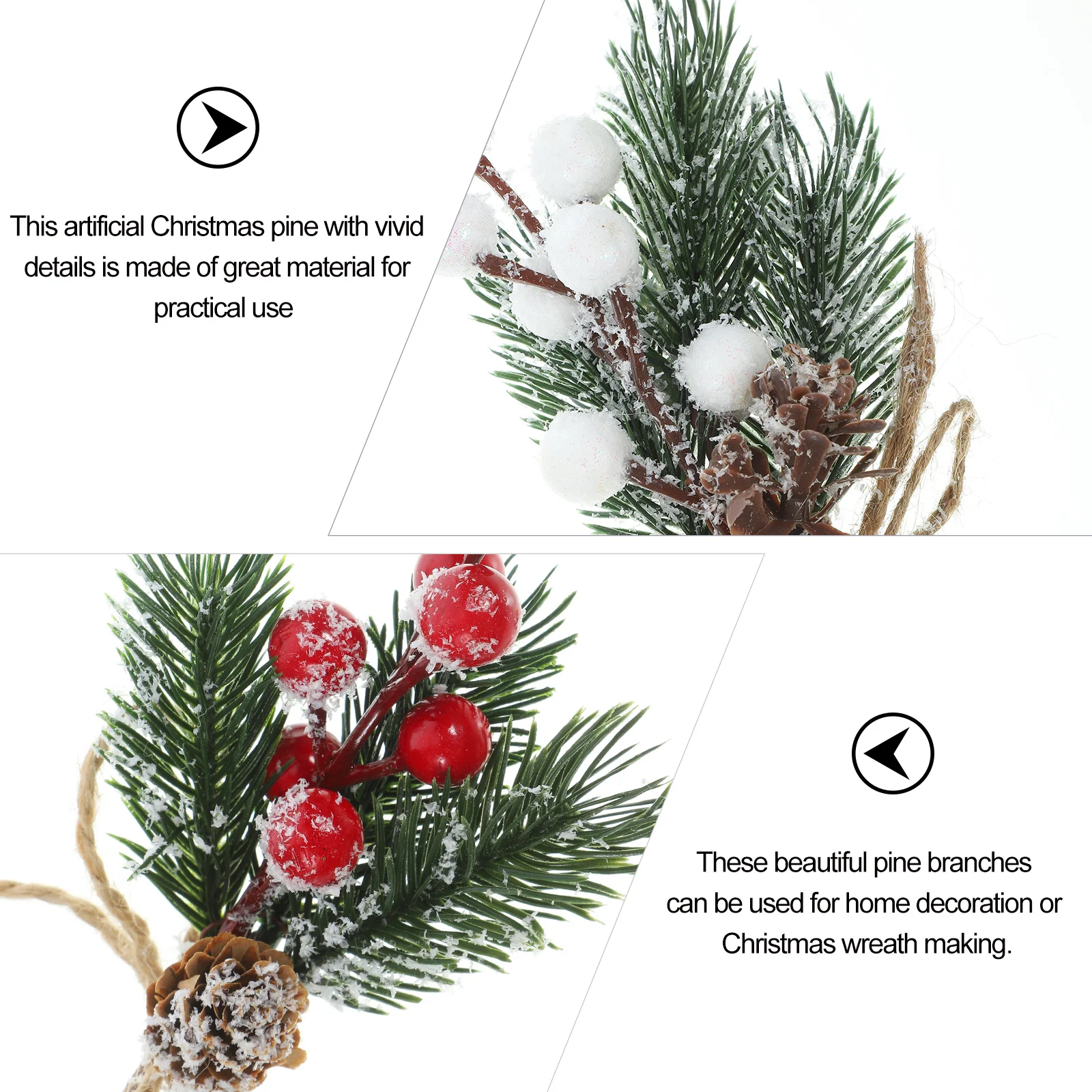 

12Pcs Artificial Christmas Pine Cone Berry Decorations High Quality Materials for Festive Atmosphere Pine Tree Branches