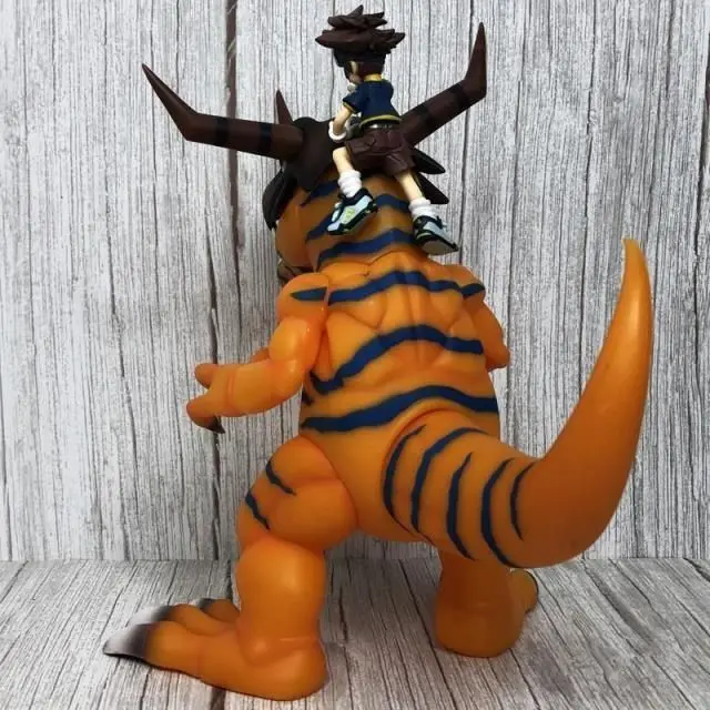 Japan Anime Digital Monster Greymon & Taichi Yagami Figure Toys 30cm Dinosaurs Model Larger Ornaments Birthday Gifts