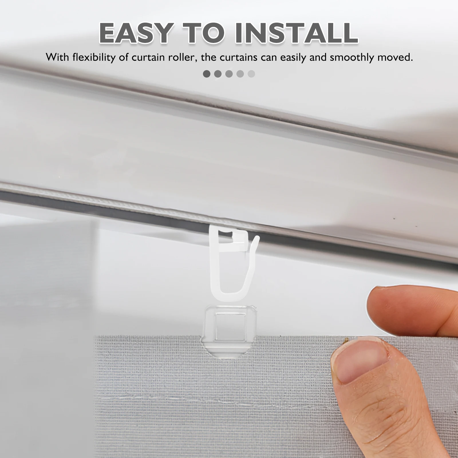 

50 pcs Hanging Rings Plastic Easy Install Heavy Duty Slide Smooth Universal Roller For Bedroom Bathroom Decor