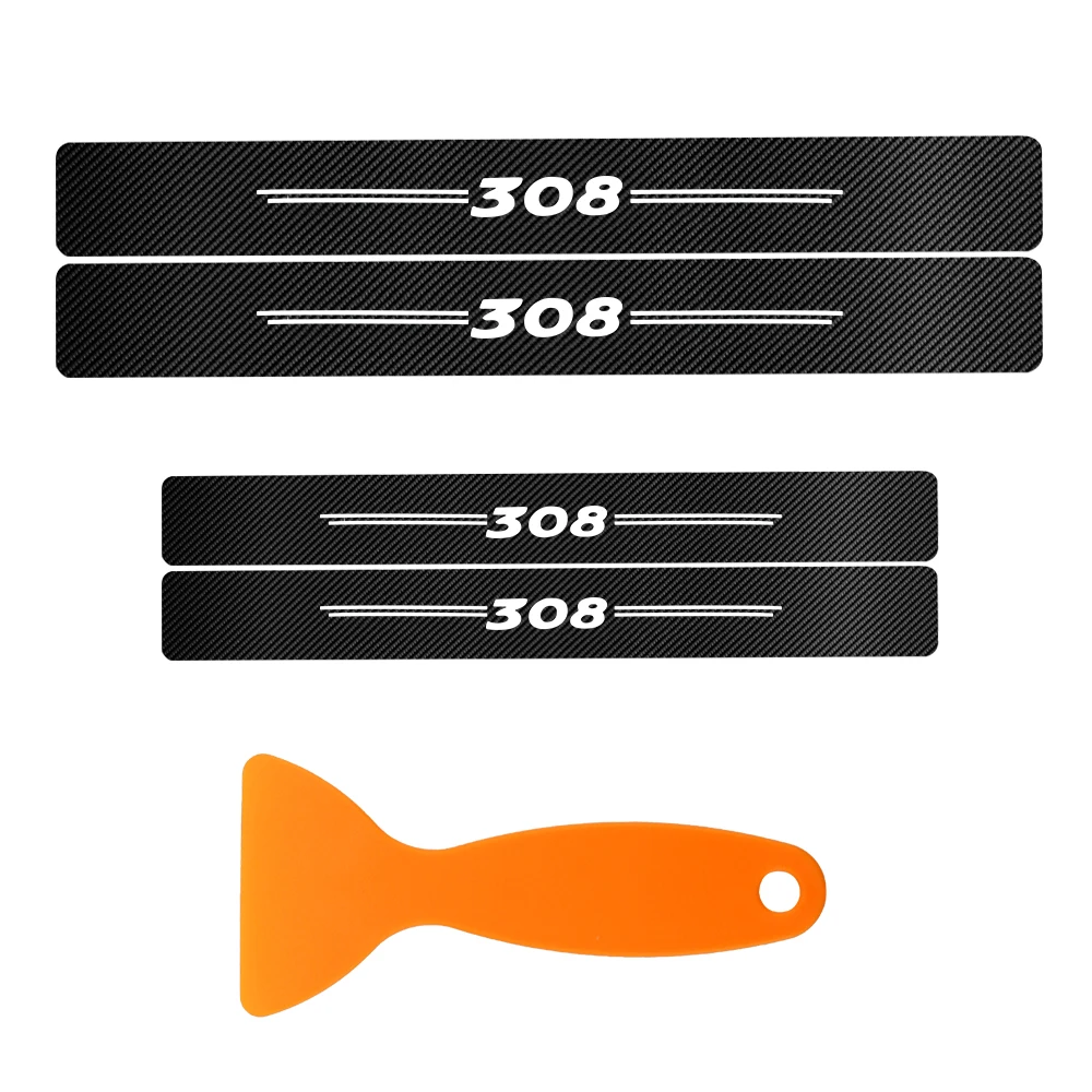 Decor Sticker Protector Strip Car Door Sill Scuff Plate For Peugeot 307 206 308 408 Accessories