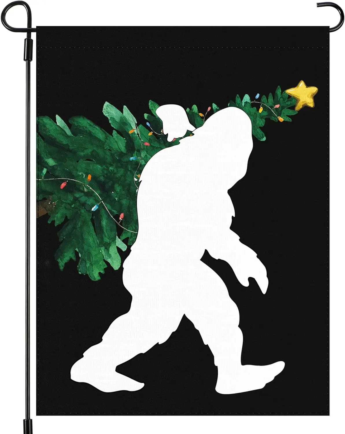 Bigfoot Garden Flag Bigfoot Sasquatch Double Sided Yard Flag Decoration Holiday Outdoor Flag Decor, 18 x 12 Inch(Christmas Tree)