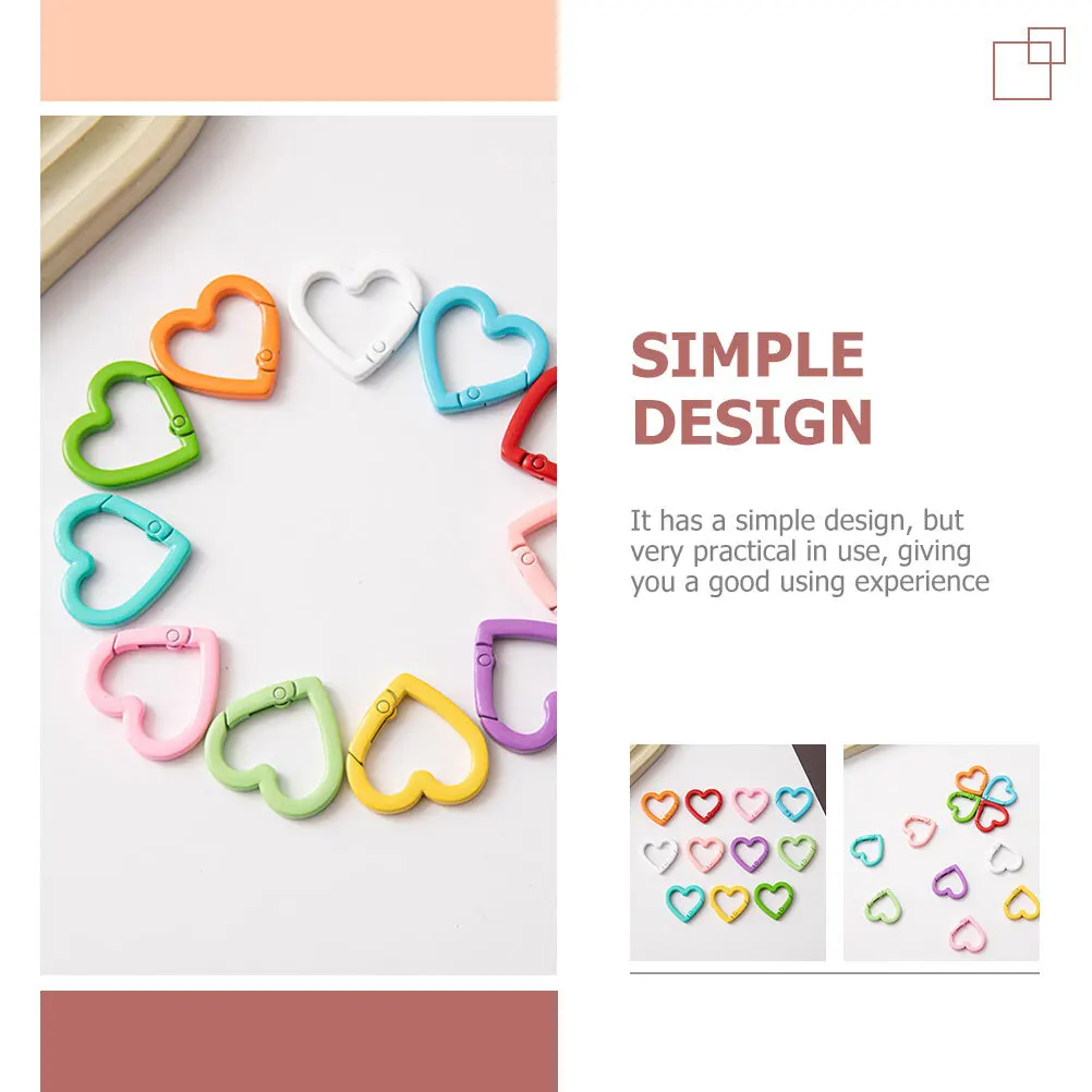 

20Pcs Metal Heart Shape Snap Clips Spring Clasps for Keychains DIY Bags Lanyards Jewelry Making Accessories Metal Snap Hook