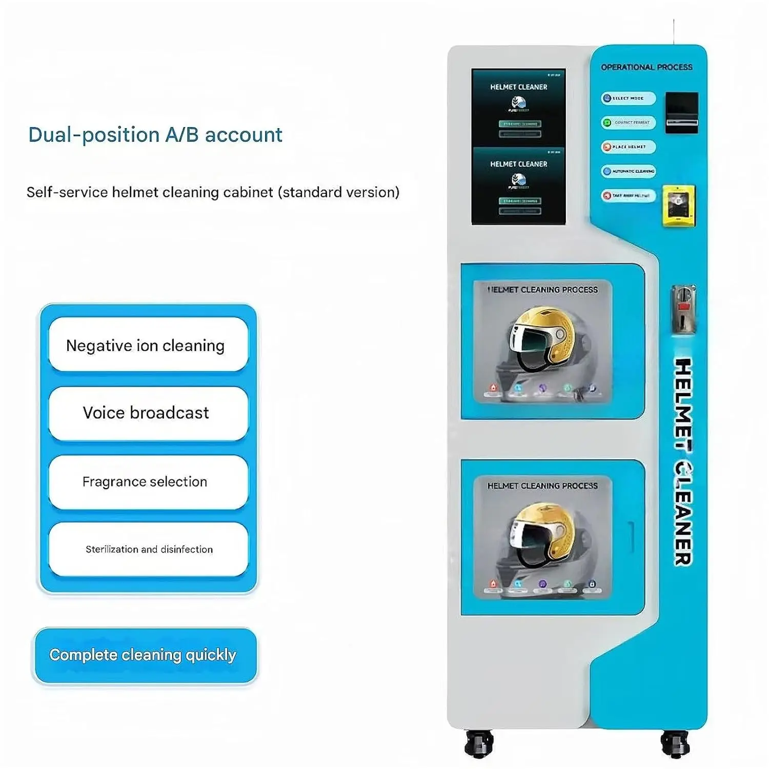 Customized Stainless Steel Automatic Helmet Cleaning Kiosk 24 Hour Touch Screen Vending Machine for Motorcycle Stations