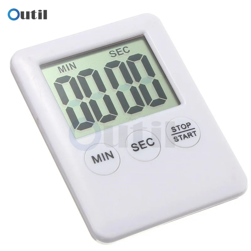 LCD Digital Screen Kitchen Timer Square Cooking Count Up Countdown Alarm Sleep Stopwatch Clock Sport Black White