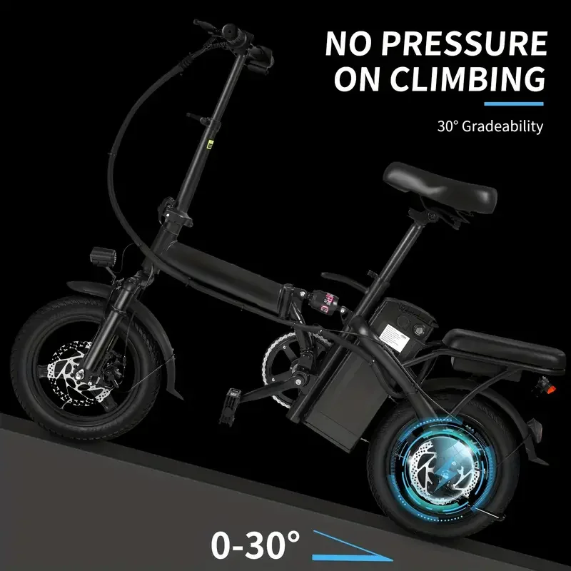 14" Electric Mountain Folding E Bike For Adults, 48V 10.3AH Battery Electric Motorcycle Foldable, 400W Peak Motor 19.7 MPH 19.7MILES Electric Ebike, Gears Electric Dirt Bike For Adults, Cheap Adults Electric Mountain Folding Bicycle ﻿ image 4