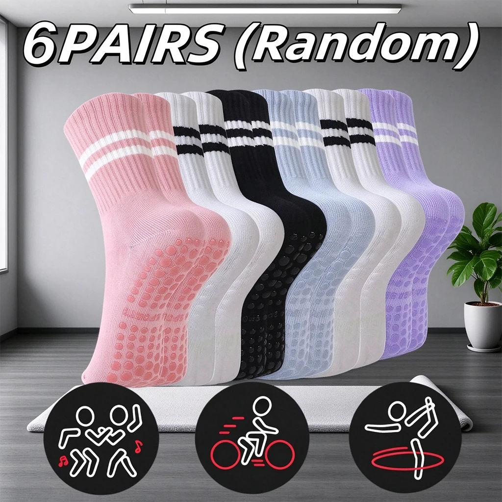 Pilate Yoga Workout - 1/3/6 Pairs Non Slip Yoga Socks