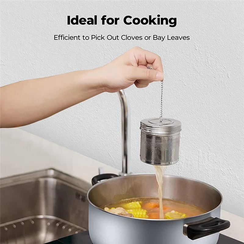 ABPO 3 pezzi grande infusore a sfera di tè per tè a foglie sfuse e infusore di spezie per cucinare, coperchio filettato, colino da tè a maglia extra fine