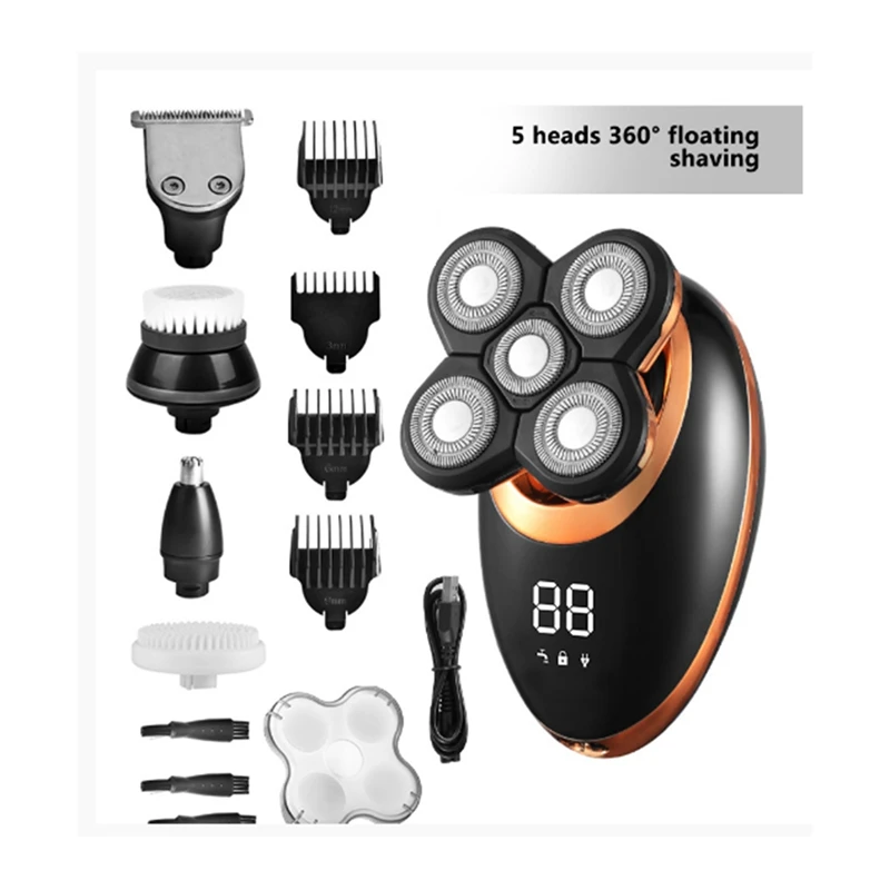 Wet Dry Electric Shaver for Men Beard Hair Trimmer Razor Rechargeable Bald Shaving Machine LCD Display Grooming Kit