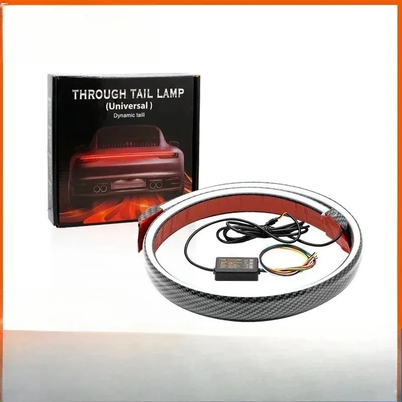 

12V for Car Trunk Spoiler Roof Lip Kit Dynamic White Yellow Carbon Fiber LED Spoiler Light Car Rear Spoiler Light Strip