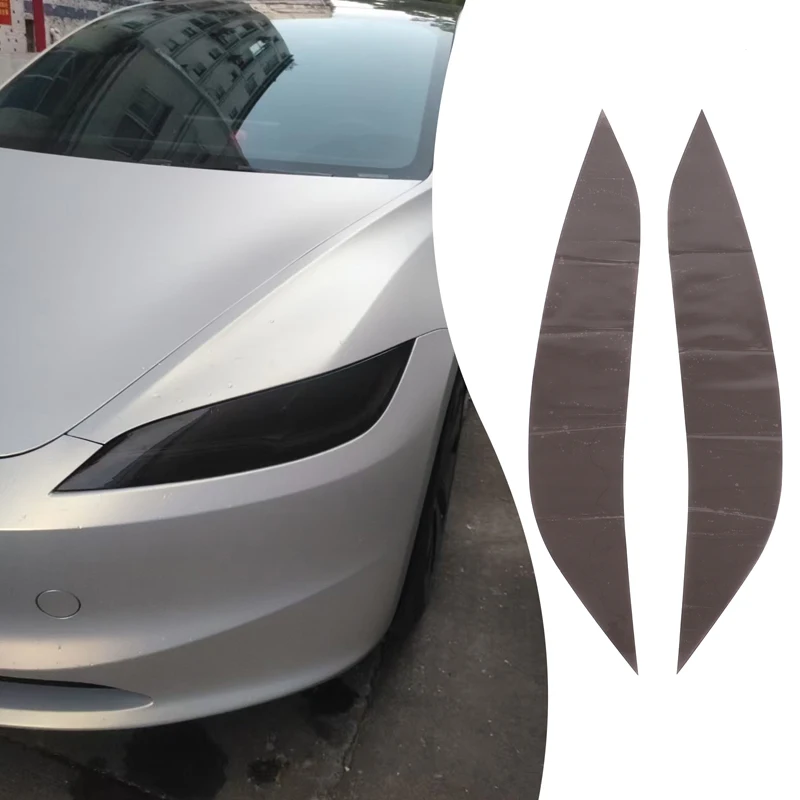 2piece set TPU black For Tesla Model 3 2023+ car headlight film decorative sticker car exterior protection accessories