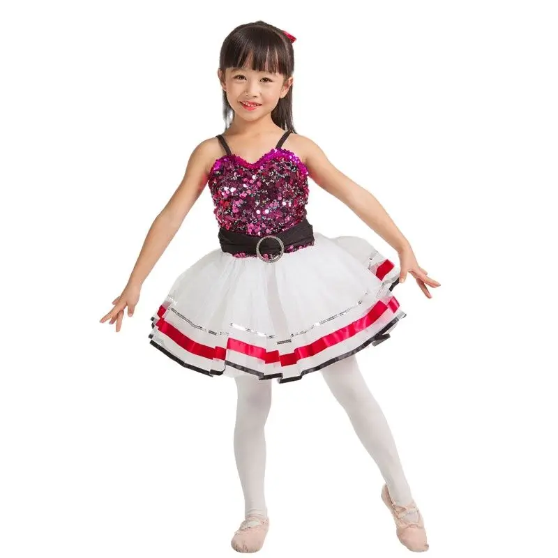 Danza favorita, corpiño superior de lentejuelas, trajes de baile para actuación infantil, jazz y grifo, traje de baile de bailarina con tutú para actuación de ballet