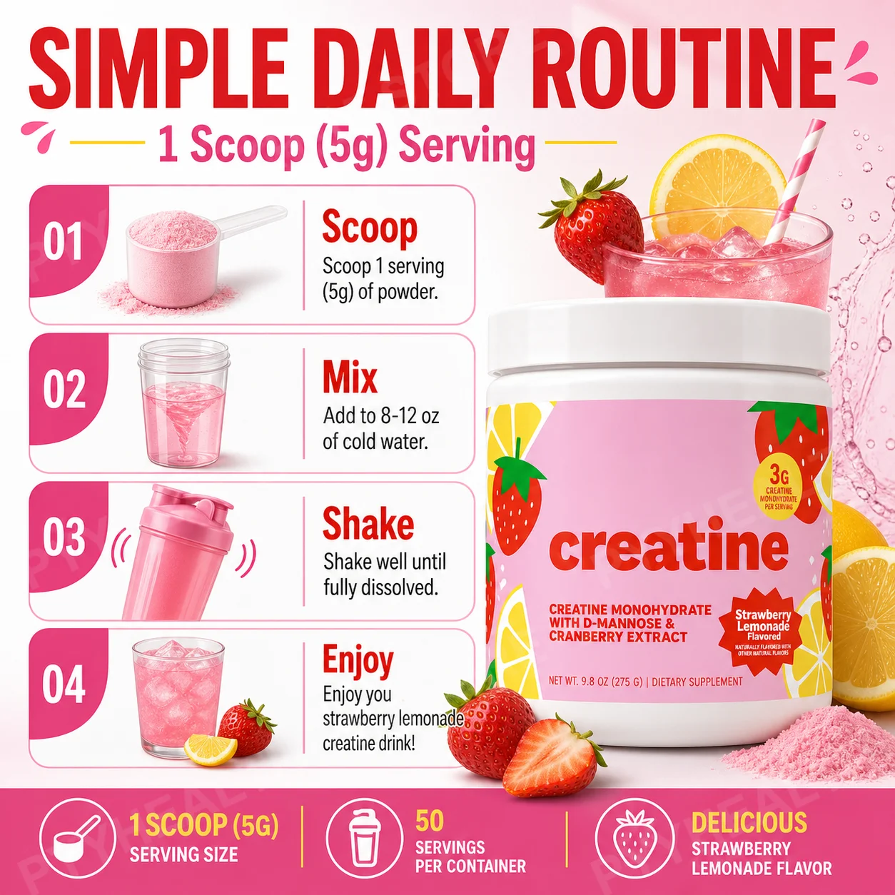 مسحوق الكرياتين للنساء 275 جرا - مراجعة Creatine Monohydrate Powder وسعره