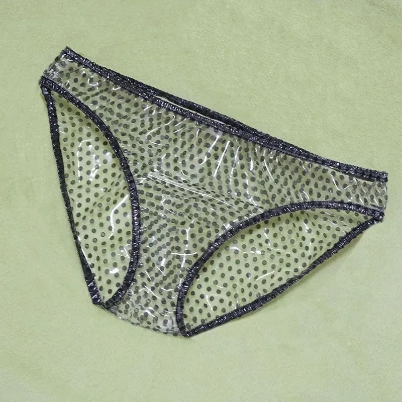 Polka Dot Soft Smooth See Through Underpants Fetish ABDL Sissy Waterproof Erotic Panties Sexy Women's PVC Plastic Briefs