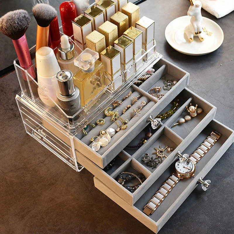 New Earrings Bracelet Jewelry Storage Box Transparent Multi-layer Large Capacity Ring Necklace Home Drawer Jewelry Box