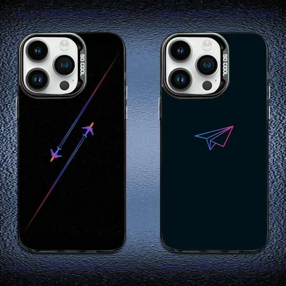 

Premium Airplane Pattern Phone Case For iPhone 17,16,15,14,13,12,11,X,Mini,Pro,E,MAX Black Candy Matte Shockproof Cover