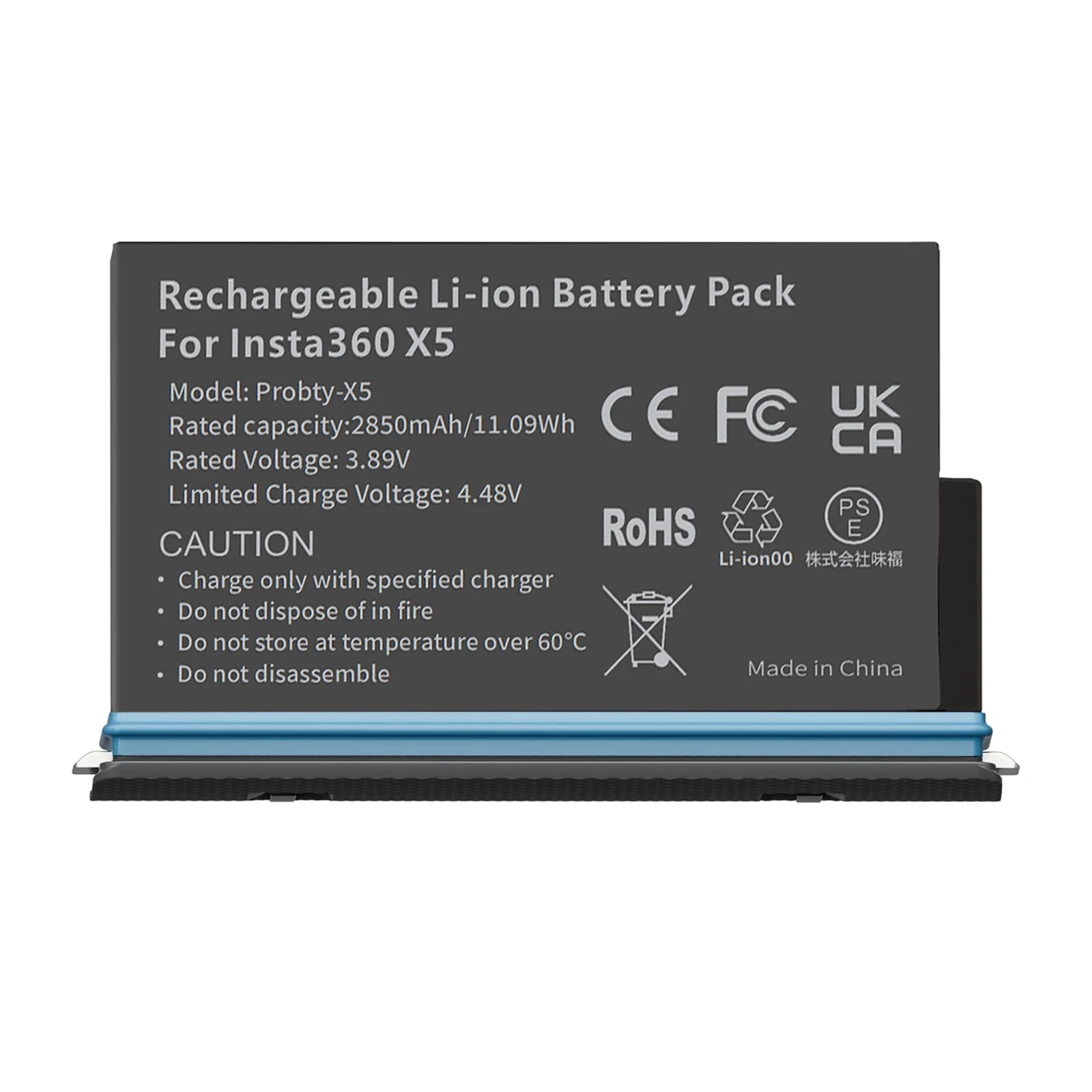 Para batería Insta360 X5 2850mAh + caja de almacenamiento de estuche de carga rápida para accesorios de energía Insta 360 X 5