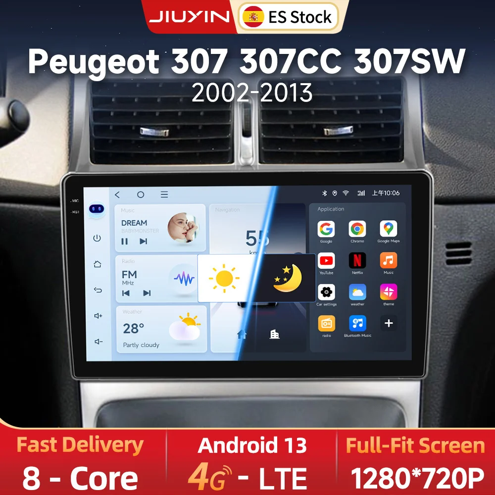 Wireless CarPlay Android Auto Car Radio For Peugeot 307 307CC 307SW 2002-2013 car intelligent systems AI Voice No 2 din 2din DVD