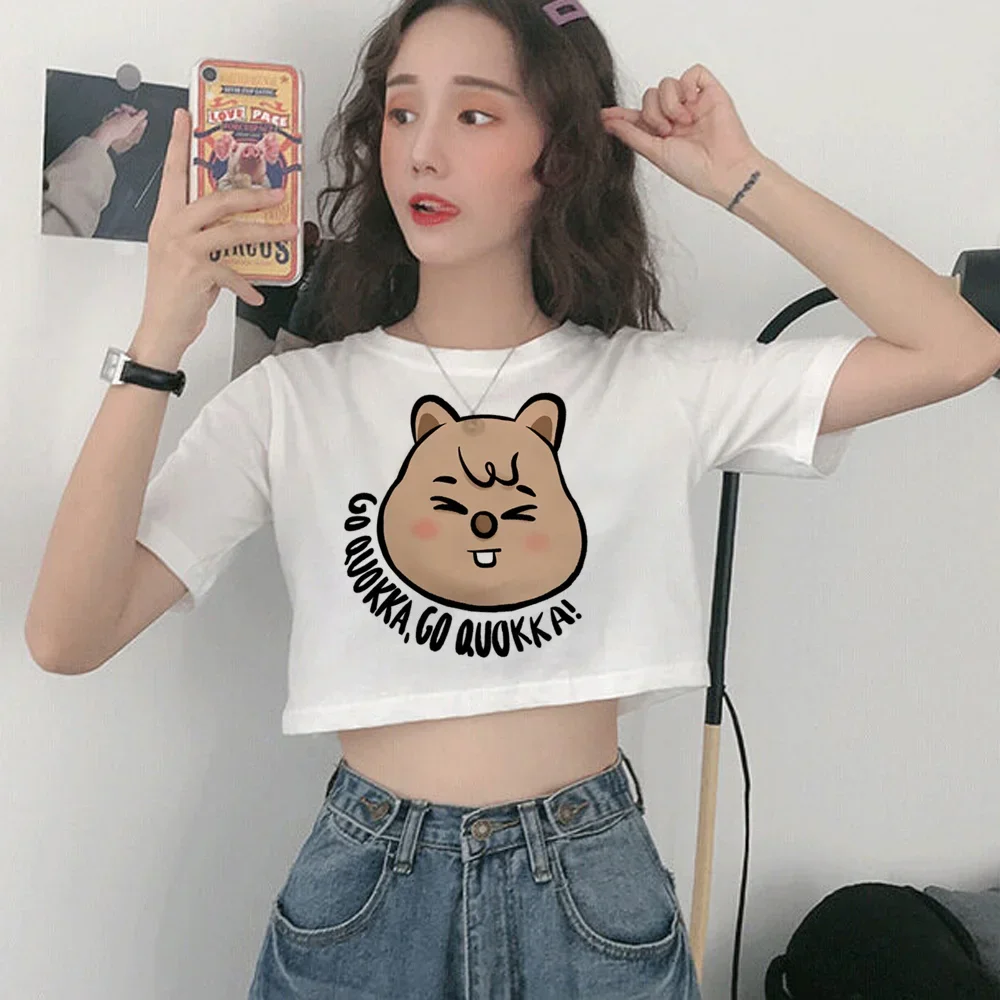quokka goth fairycore cyber y2k crop top Woman korean fashion 90s aesthetic hippie crop top t-shirts