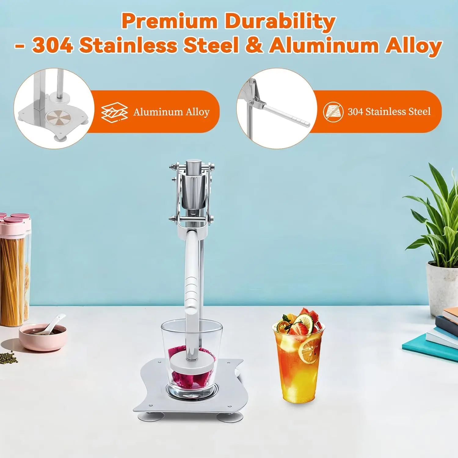 Spremiagrumi manuale per carichi pesanti e frantoio per noci, spremiagrumi in acciaio inossidabile 304, estrattore di succo ad alto rendimento con base antiscivolo