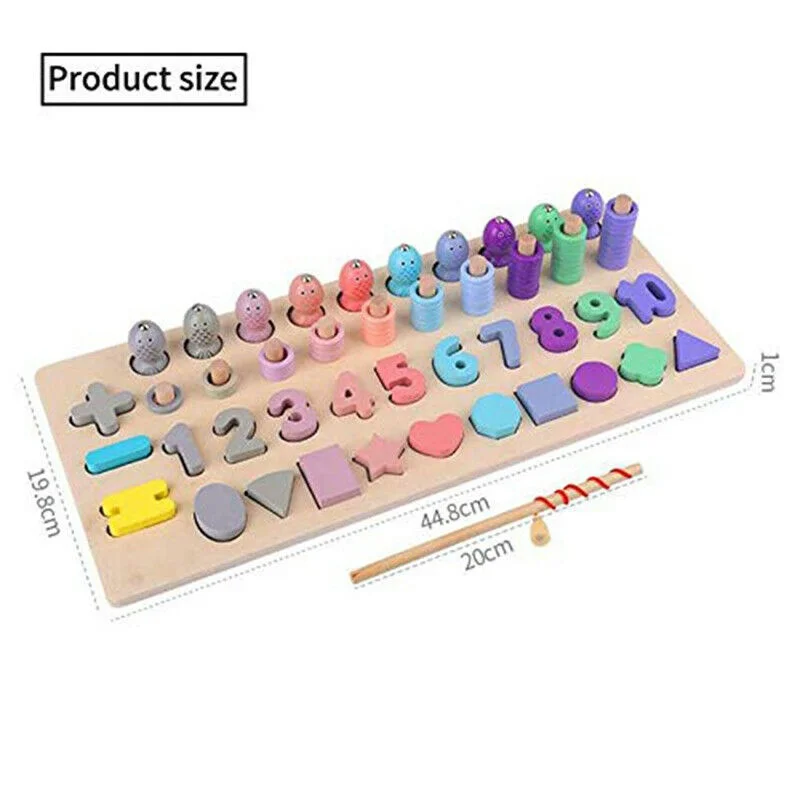 Four In One Children's Puzzle Toys Wooden Magnetic Fishing Game Toys Puzzle Early Education Board Toys