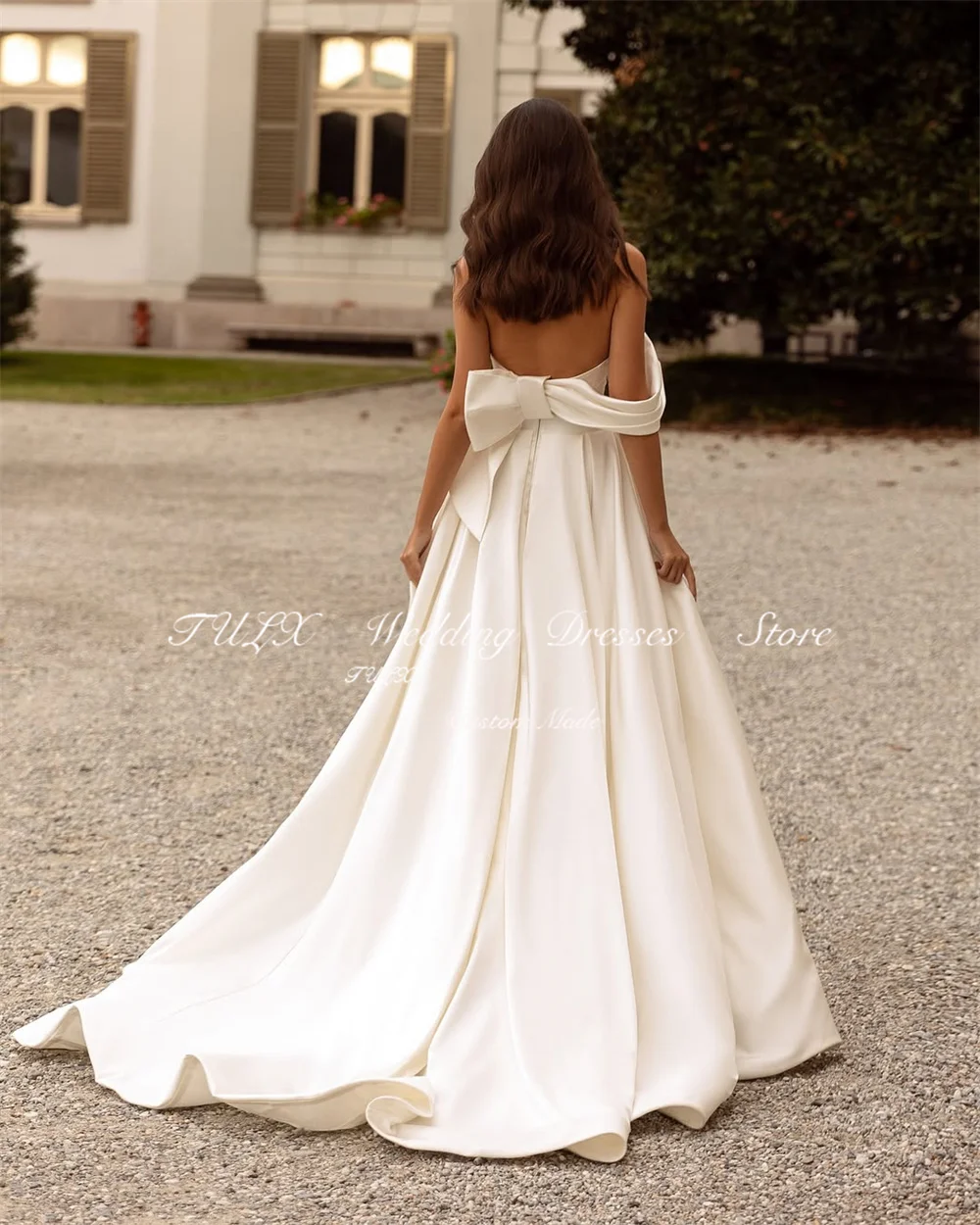 TULX-vestido De novia De satén con escote en forma De corazón, Sexy, con hombros descubiertos, plisado, elegante, con abertura larga lateral, personalizado