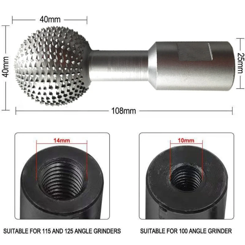 Herramienta tallado ranura madera esférica 10/14mm, rotativa, fresa en forma bola, ángulo para