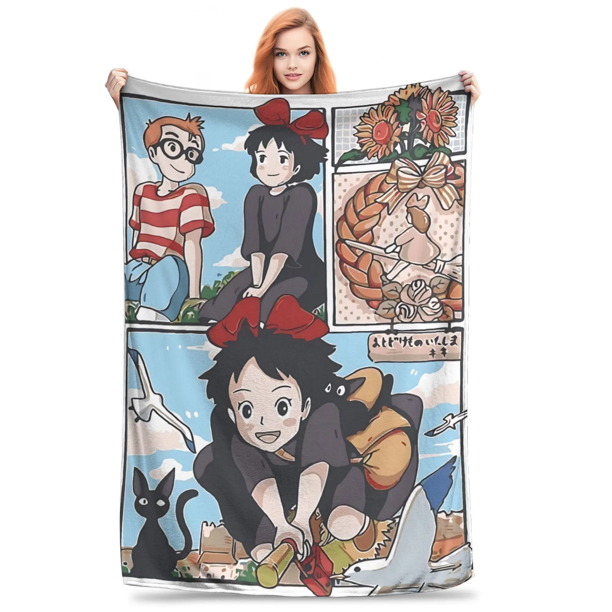 1PC home Cutecore Room Decor Anime Kiki’s Delivery Service Blanket Throw Blanket  Novelty Warm Blanket All Season