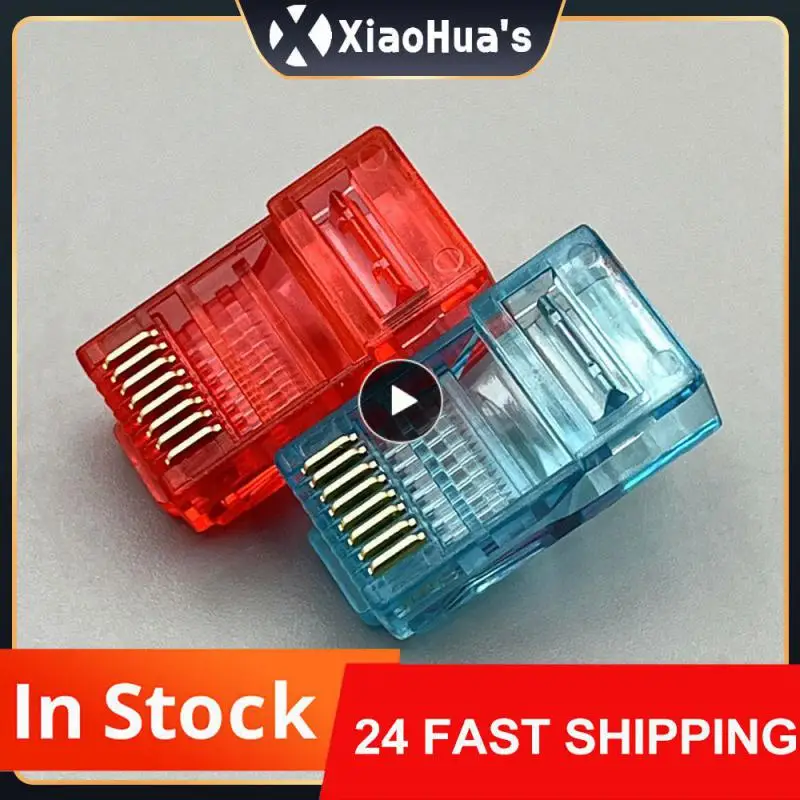 6U RJ45 Ethernet Plug Gold Plated Cat5e Jack UTP Module Plug Network Connector RJ-45 Crystal Heads Cat5 Multicolor Cable