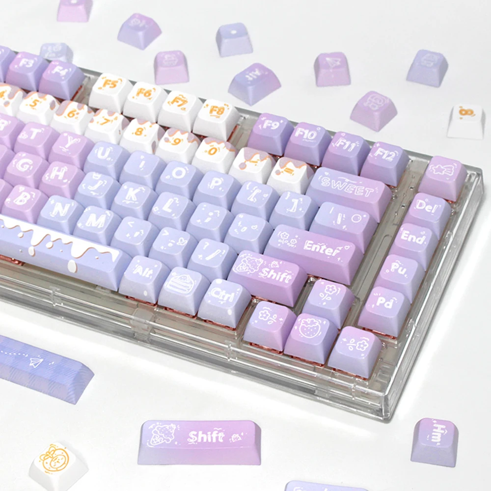 128 Keys XDA Profile Purple Dream Theme Keycaps PBT Keycaps For MX Switch Mechanical keyboard Dye Sublimation lavender key Caps