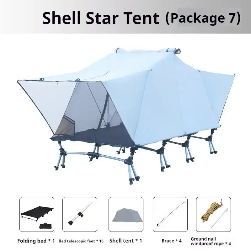 Outdoor Camping Tent Double Off Ground Folding Bed Tunnel Tent Leisure Portable Tent