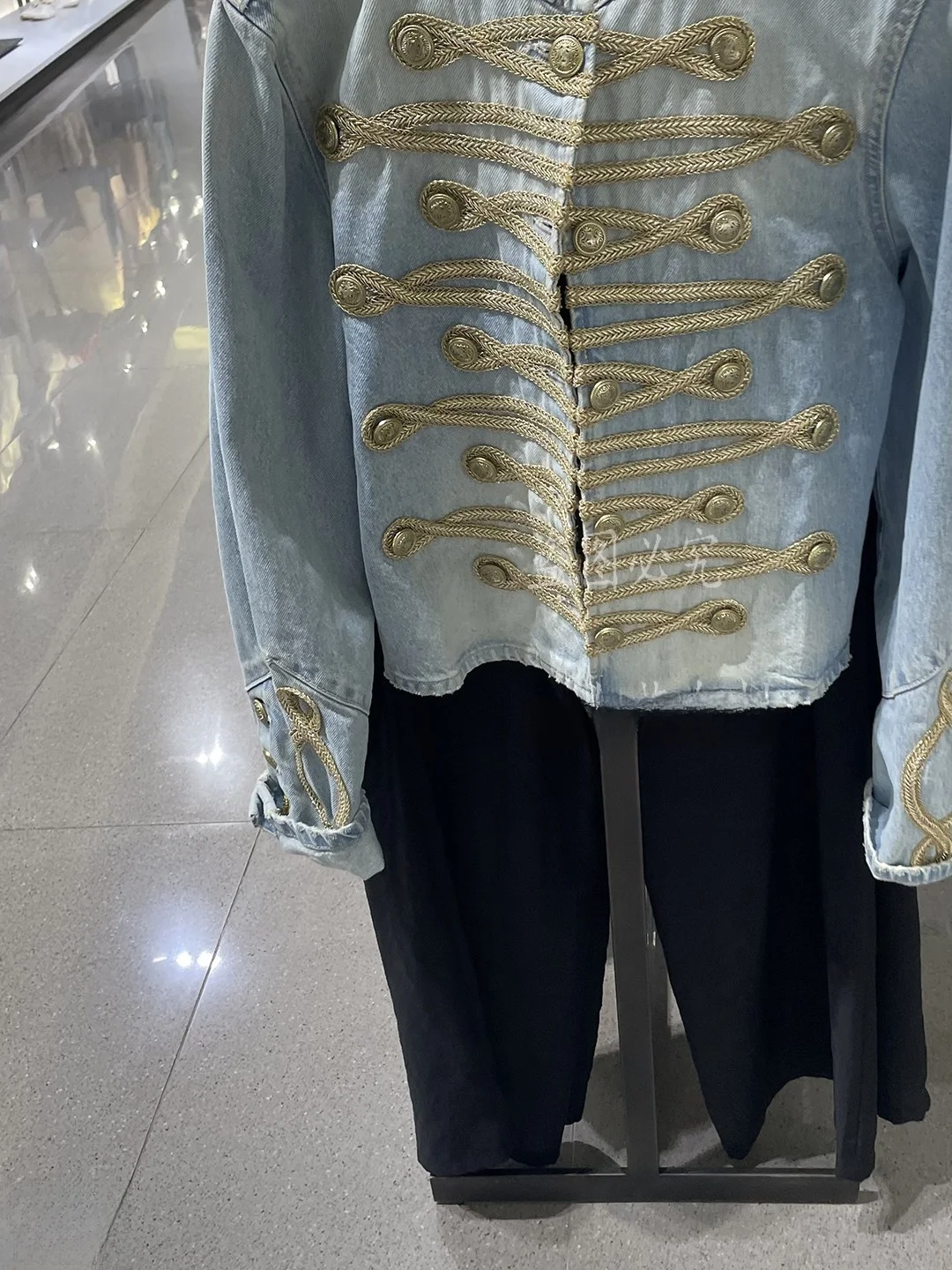 Retro Style Long Sleeve round Neck Button Decorated Napoleon Denim Jacket Women's Short Outerwear Casual Loose Fit Coat