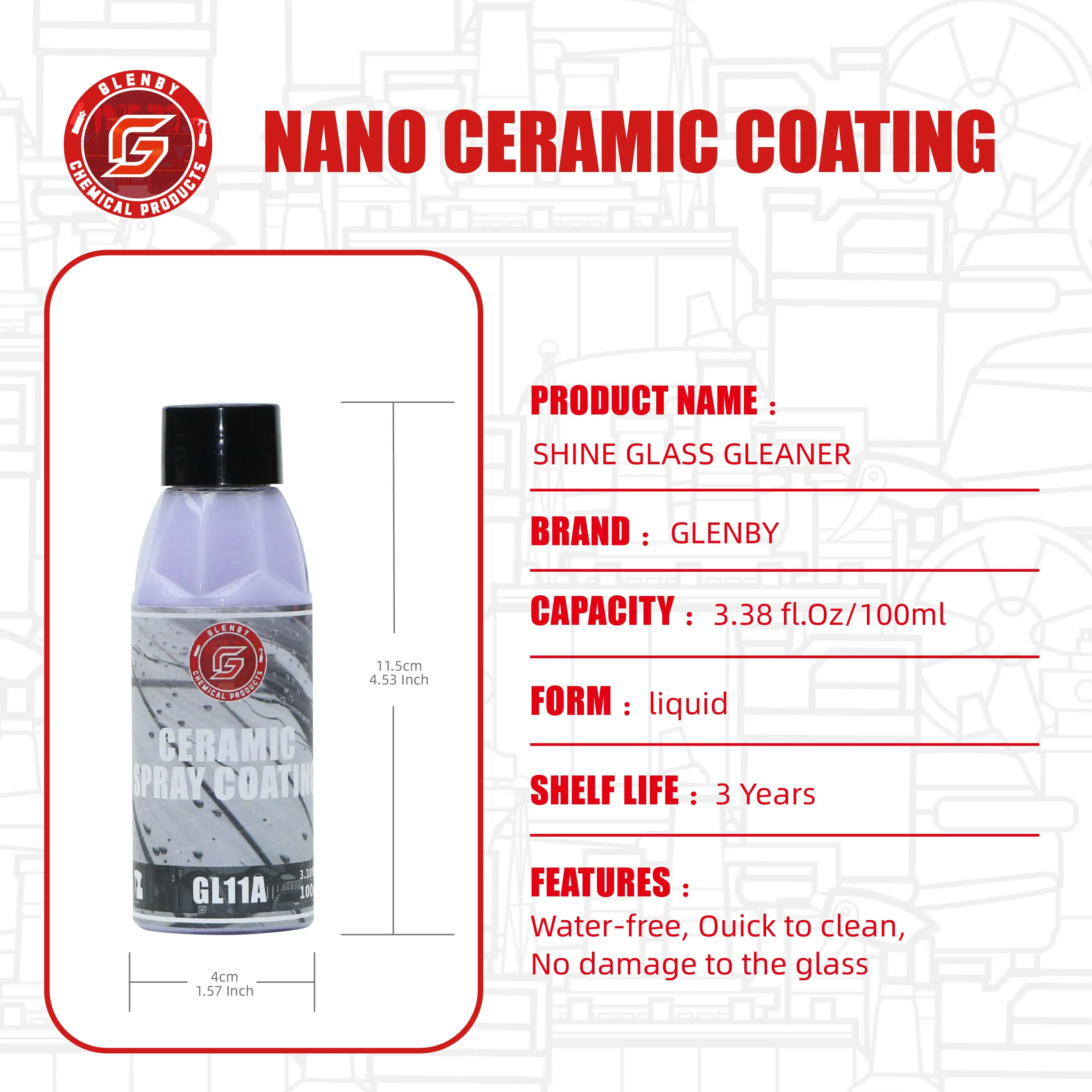 Revestimiento cerámico para coche, cera, vidrio líquido, esmalte para carrocería de coche, pintura en aerosol, agente hidrofóbico, protección brillante, accesorios para automóvil