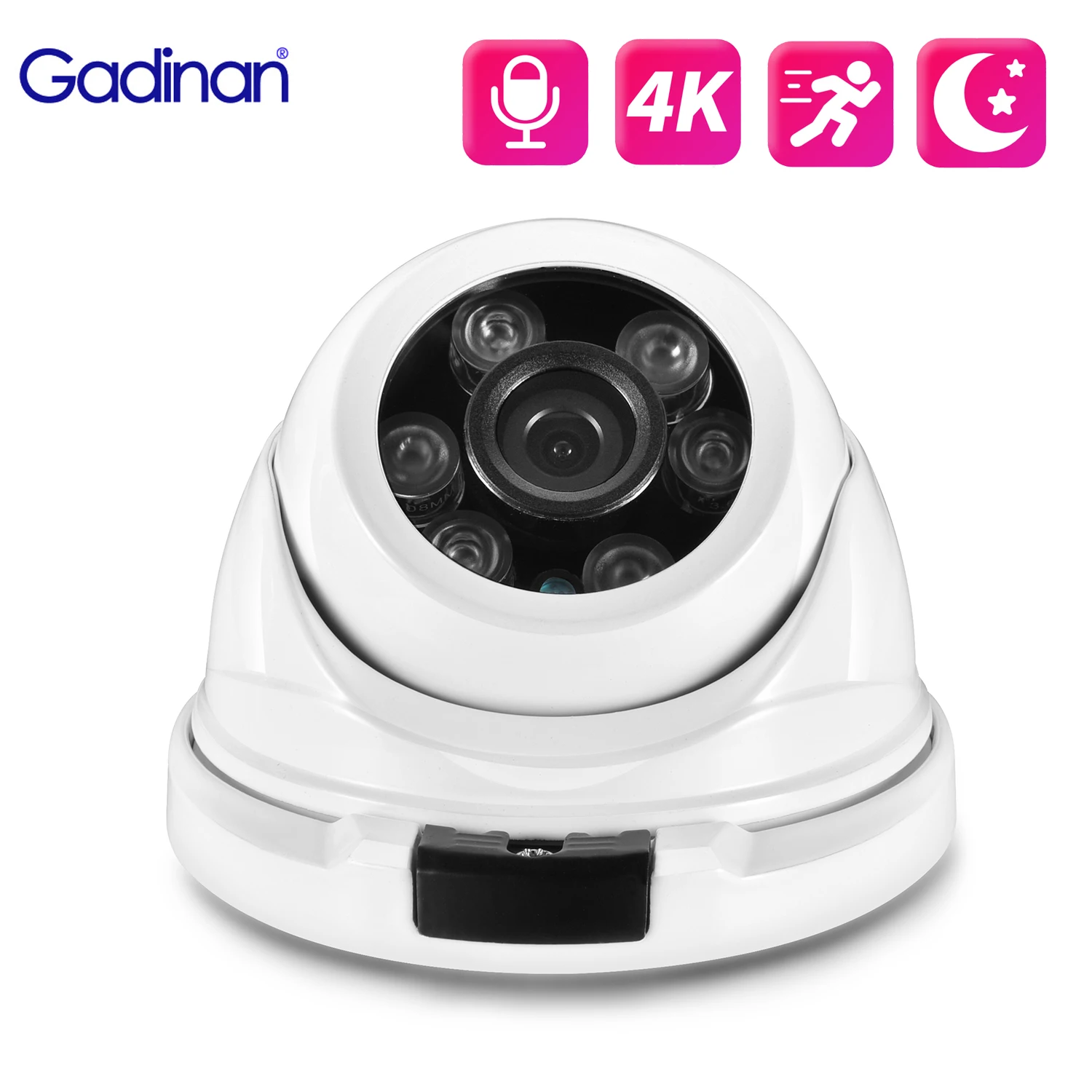 

Gadinan 4K Security IP Camera SONY IMX415 8MP POE Metal Audio Outdoor Motion Detection H.265+Video Surveillance CCTV Dome Camera