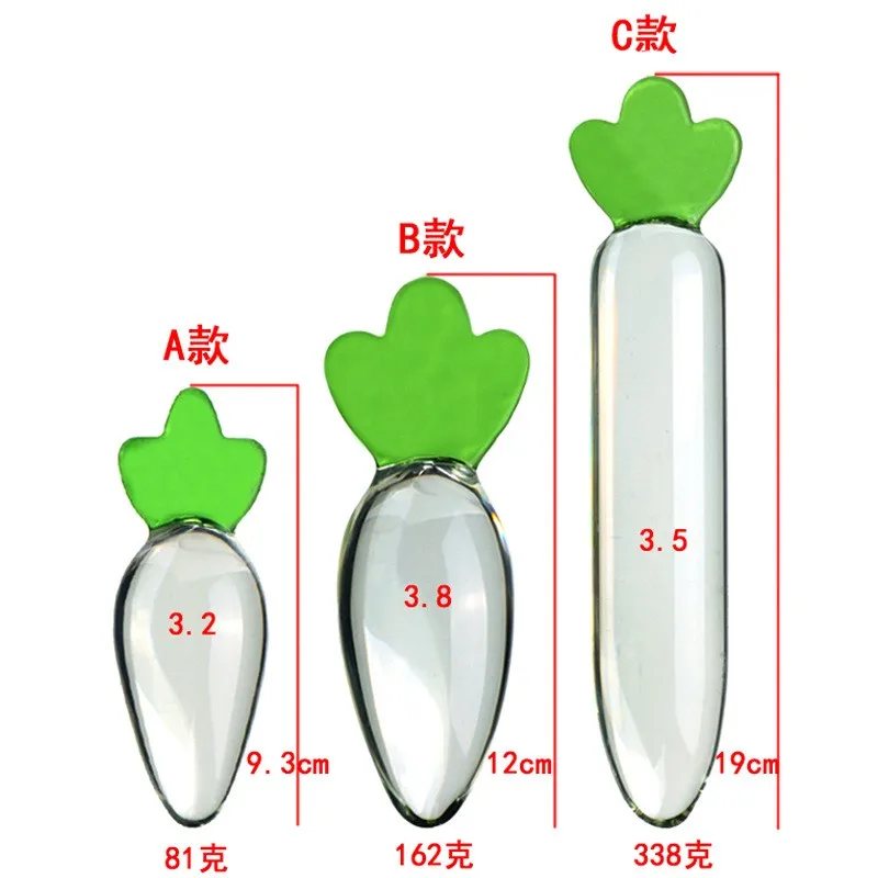 3 Größen weißer Rettich Kristallglas Dildo für Frauen Masturbation Sexspielzeug Gemüse künstlichen Penis Anal Plug Sexspielzeug für Frauen