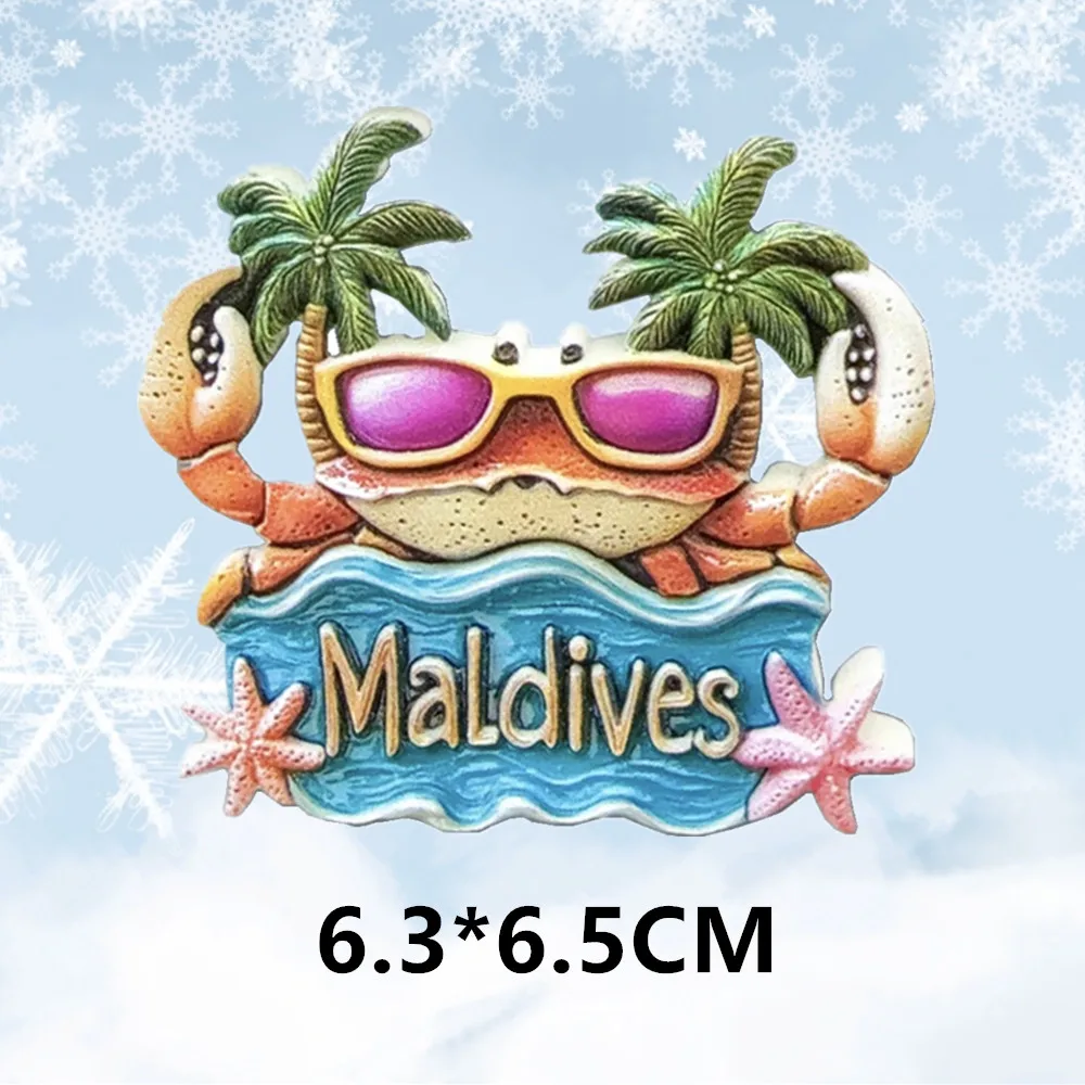 Asia Maldives Surfing Coconut Sea View 3D Refrigerator Magnets Fridge Magnetic Tourist Souvenir Decoration Articles Handicraft