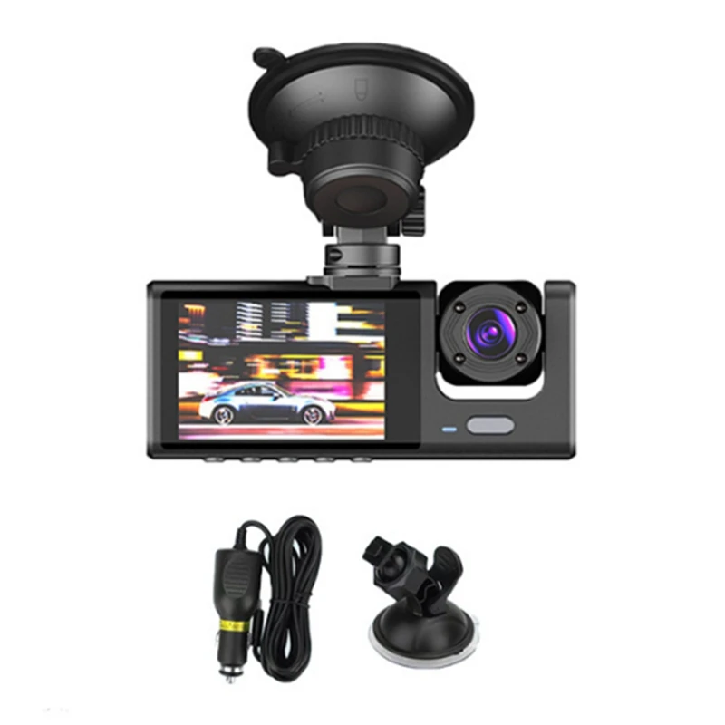 Car Dual Lens Dash Cam Car DVR Front And Inside Camera Video Driving Recorder Parking Monitor Night Vision 1080P