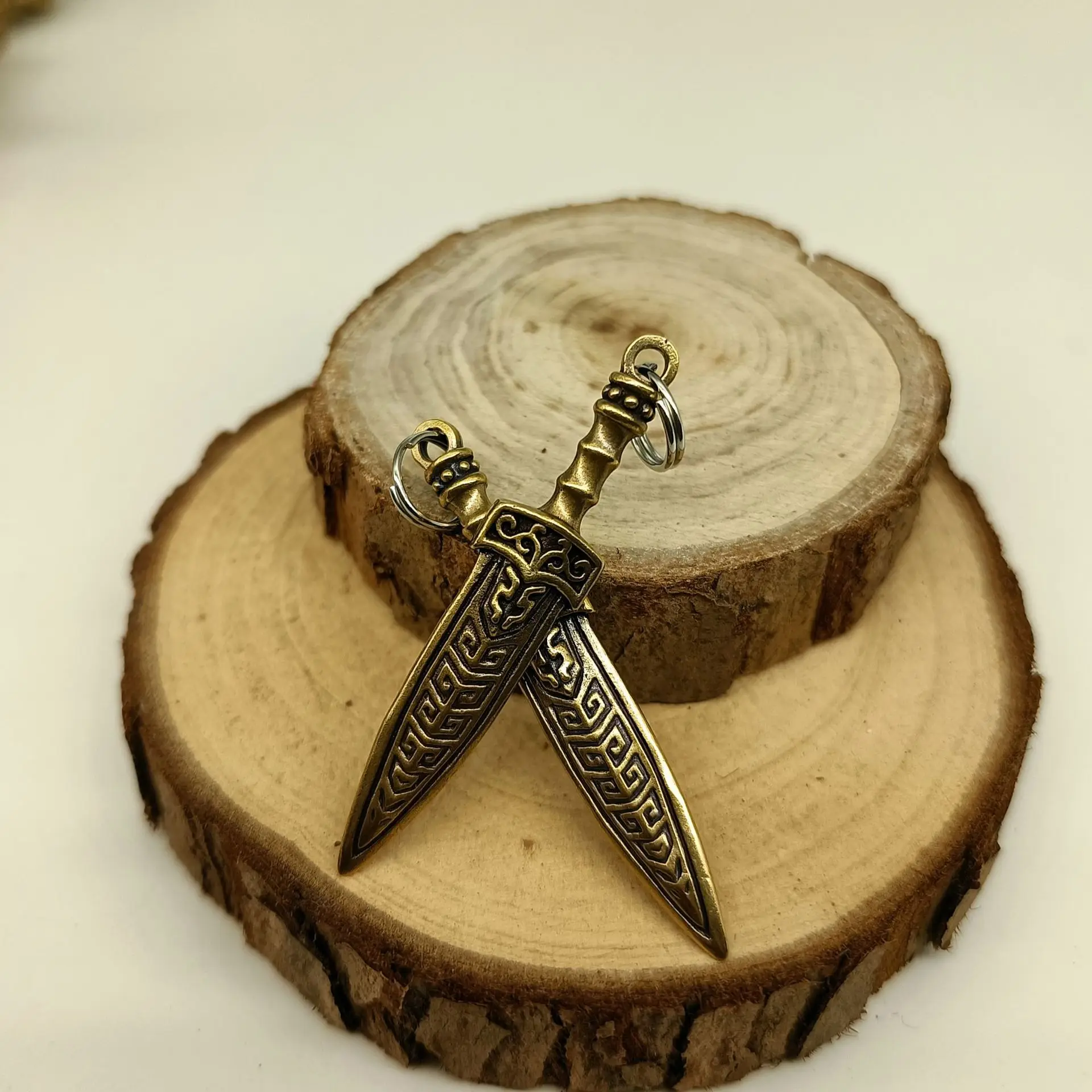 1PC Brass Bronze Small Sword Pendant Necklace Pendant Keychain Pendant