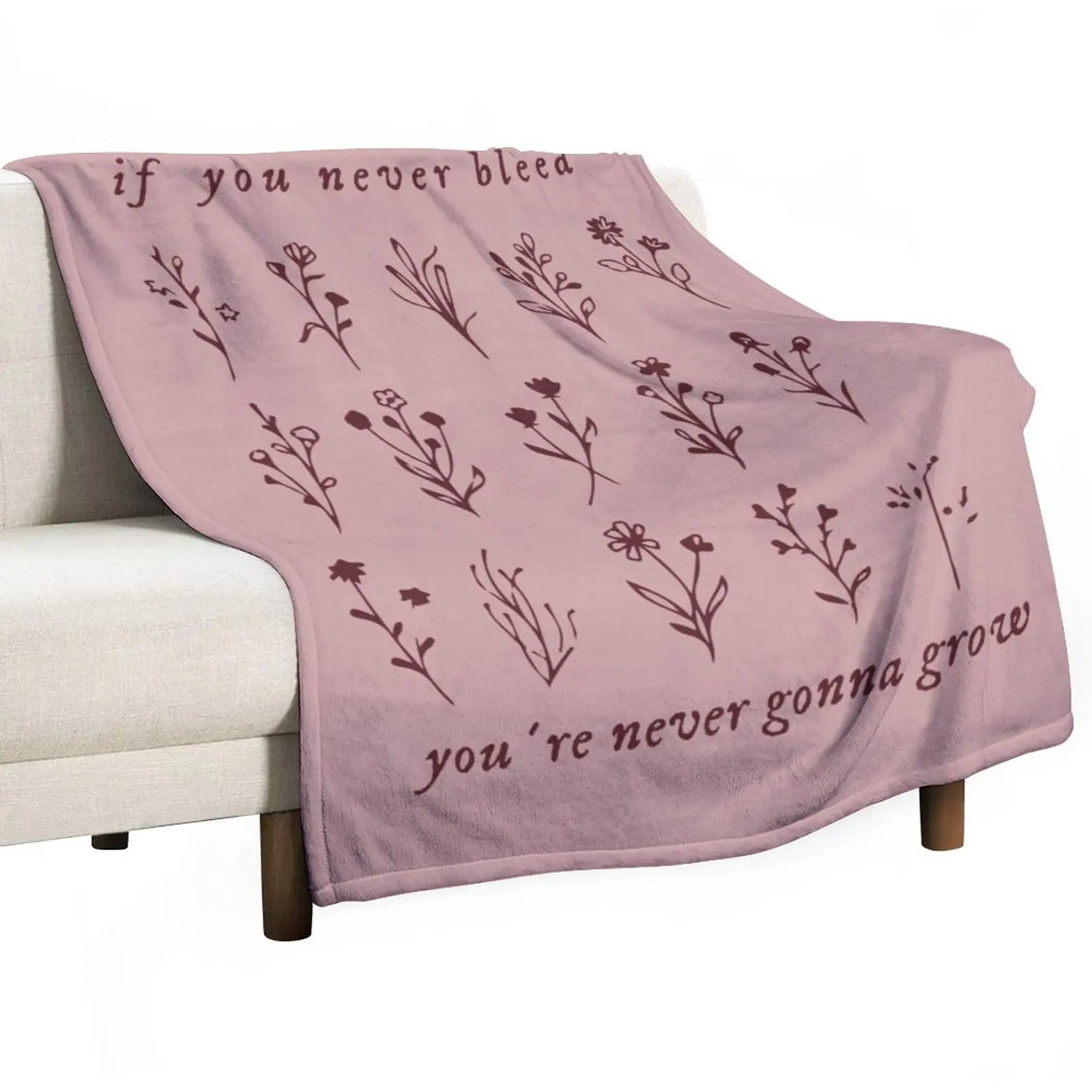 

if you never bleed you're never gonna grow Throw Blanket Personalized Gift Decorative Sofas Blankets