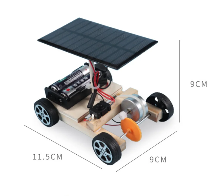 DIY Kids Creative Wooden Puzzle Solar Car Toy Science Experimental Tool Kit Learning Education Games for Kids Teaching Aid