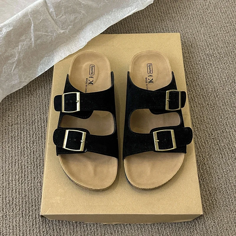 

Pop Summer Platform Women Slippers Fashion Luxury Elegant Outdoor Metal Buckle Slides Shoes Ladies Casual Beach Flats Sandalias