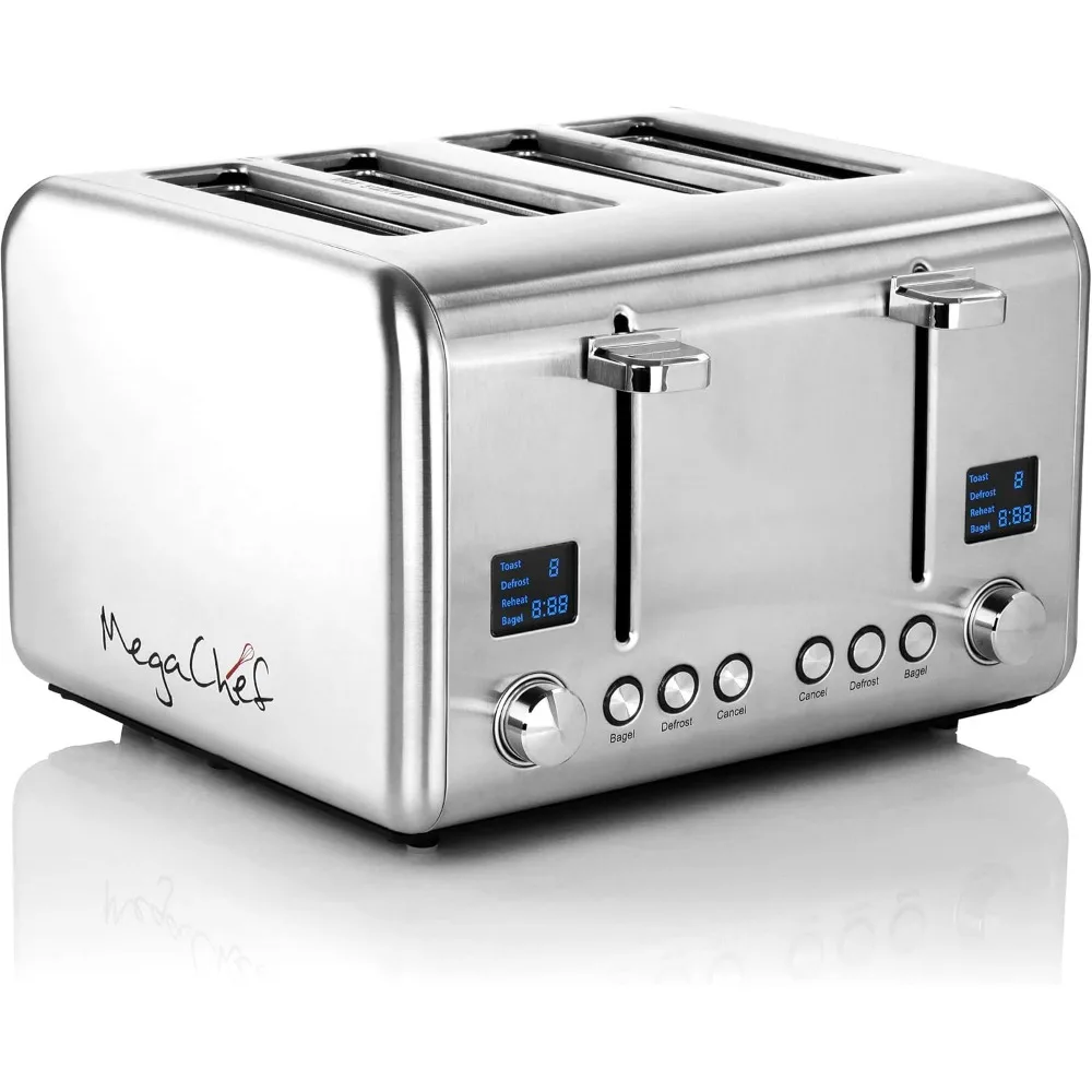 Bread Toaster 4 Slice Toaster in Stainless Steel Silver 800 Watts Use for Bagel