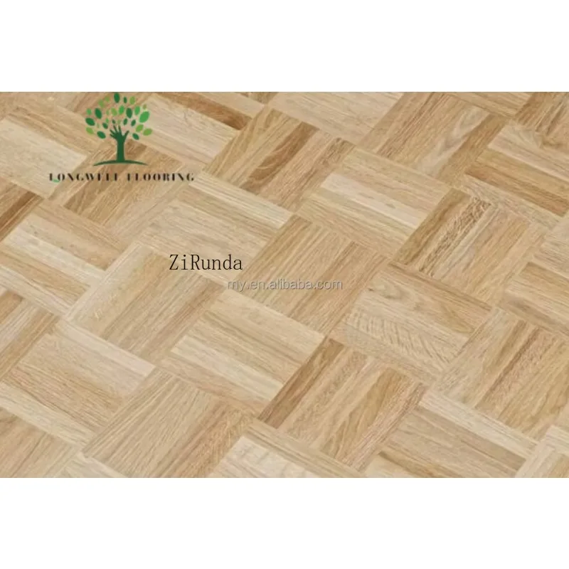 نسخة مخصصة شعبية تصميم أرضية خشبية متعرجة ضيقة من خشب البلوط