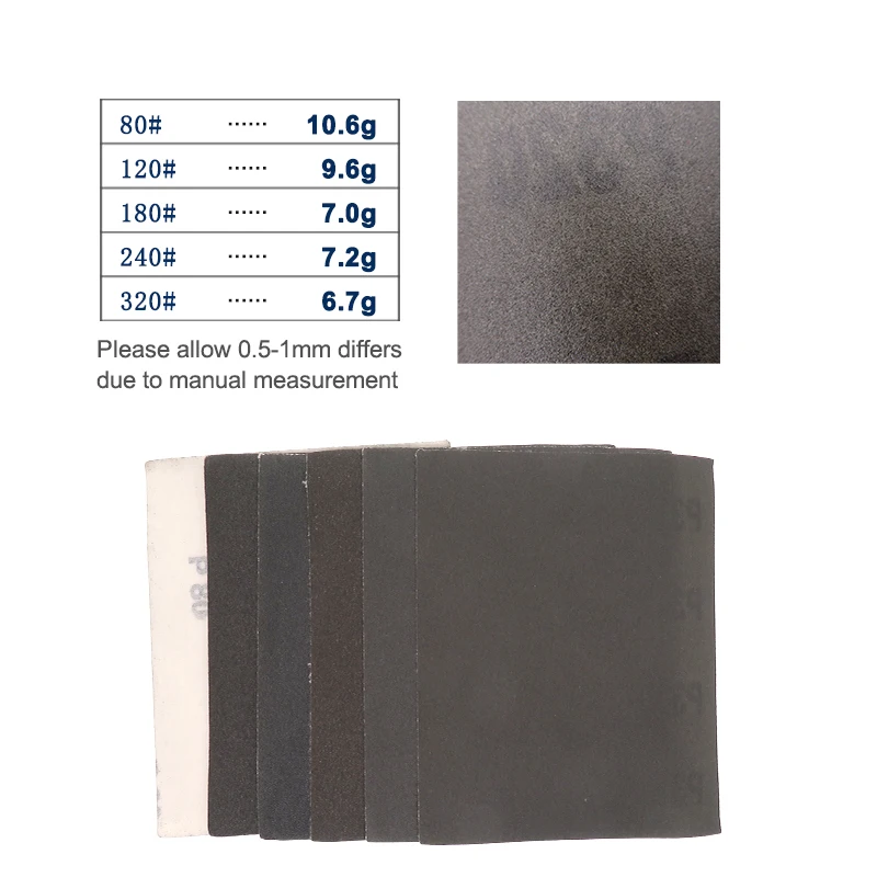 フックとループ付きのサンドペーパーキット,80-320グリットの品揃え,ウェットおよびドライパームサンダー用のサンディングペーパー,研磨,25個,115x140mm