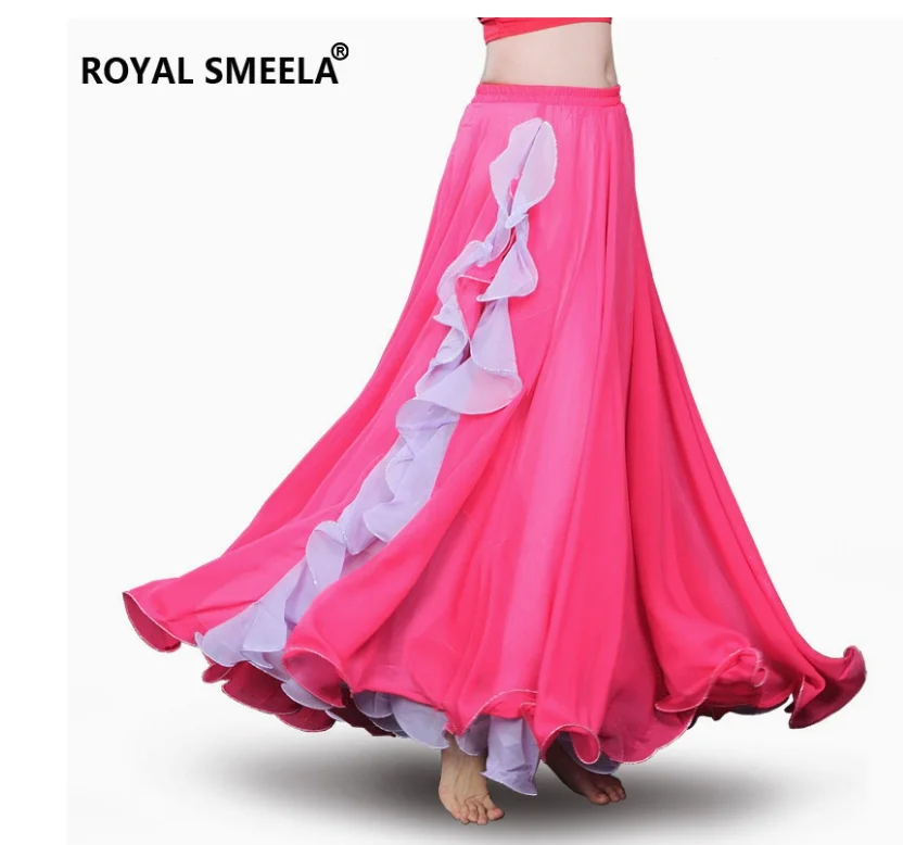 1pcs/lot woman chiffon belly dancing long skirt lady sexy slit long dancing skirt performance skirt