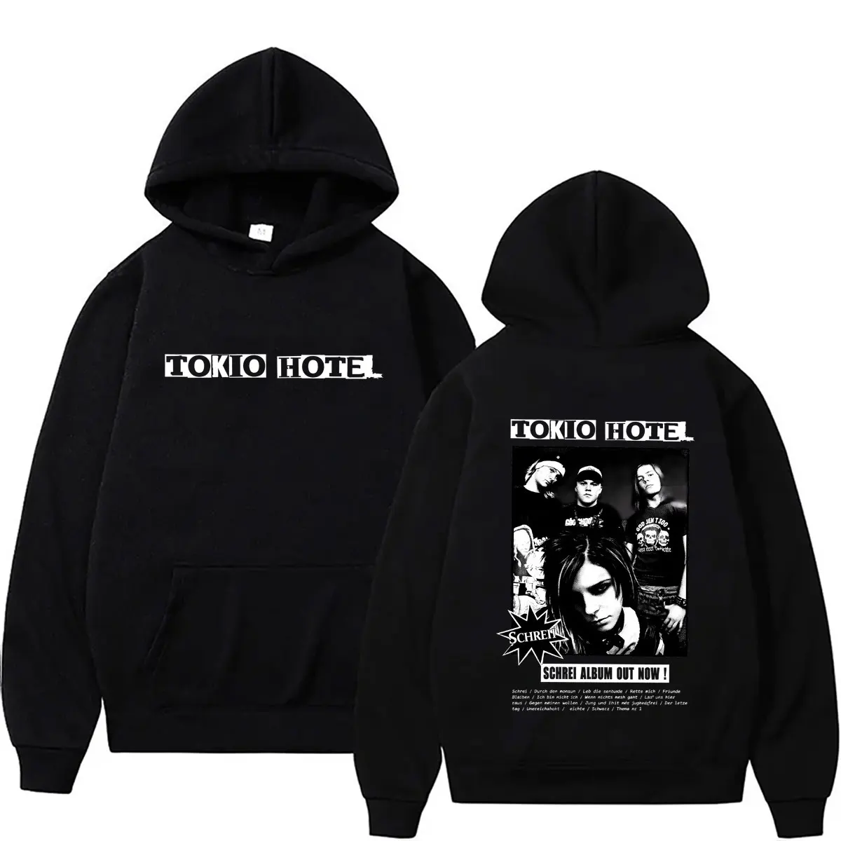 Rock Band Tokio Hotel Schrei Album Out Now Print Hoodie Men Women Hip Hop Punk Gothic Streetwear Male Vintage Oversized Hoodies