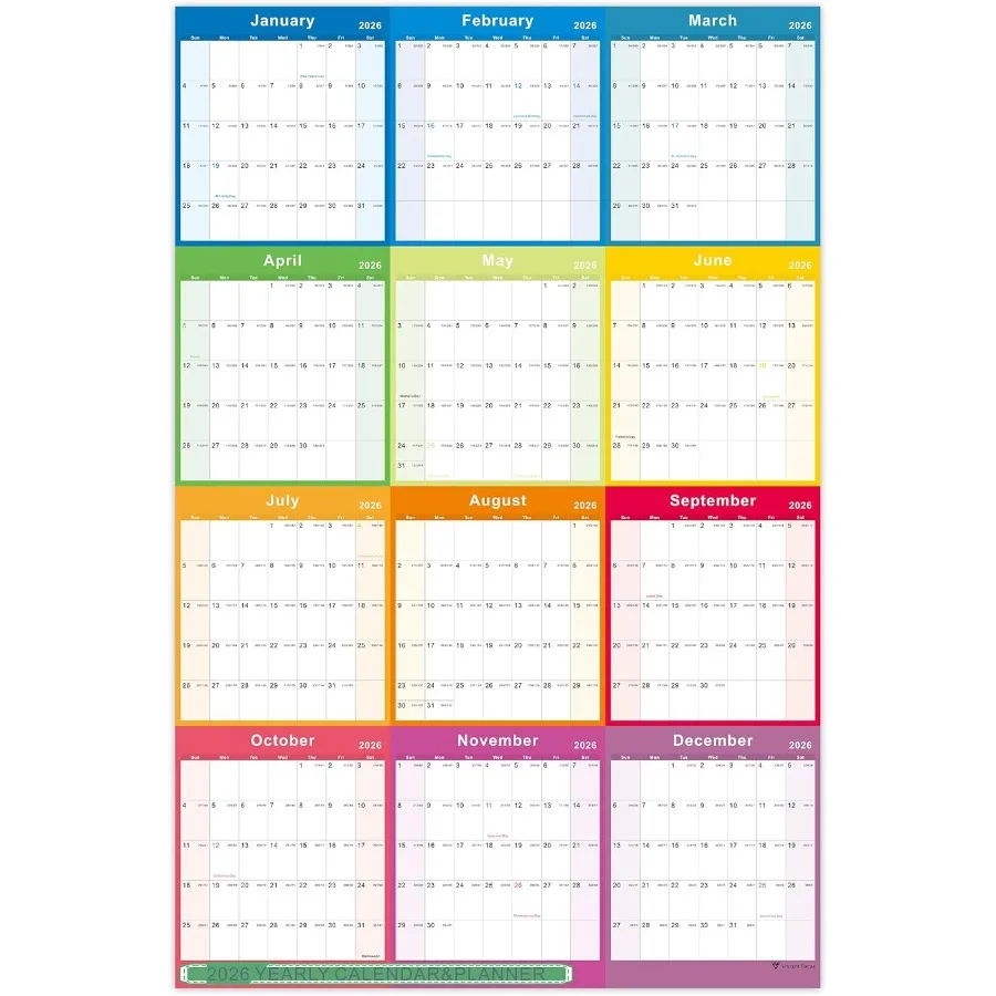 

2026 Yearly Wall Calendar - annual calendar 2026 2026 Yearly Wall CalendarandPlanner with Thick Paper January 2026 - December 2
