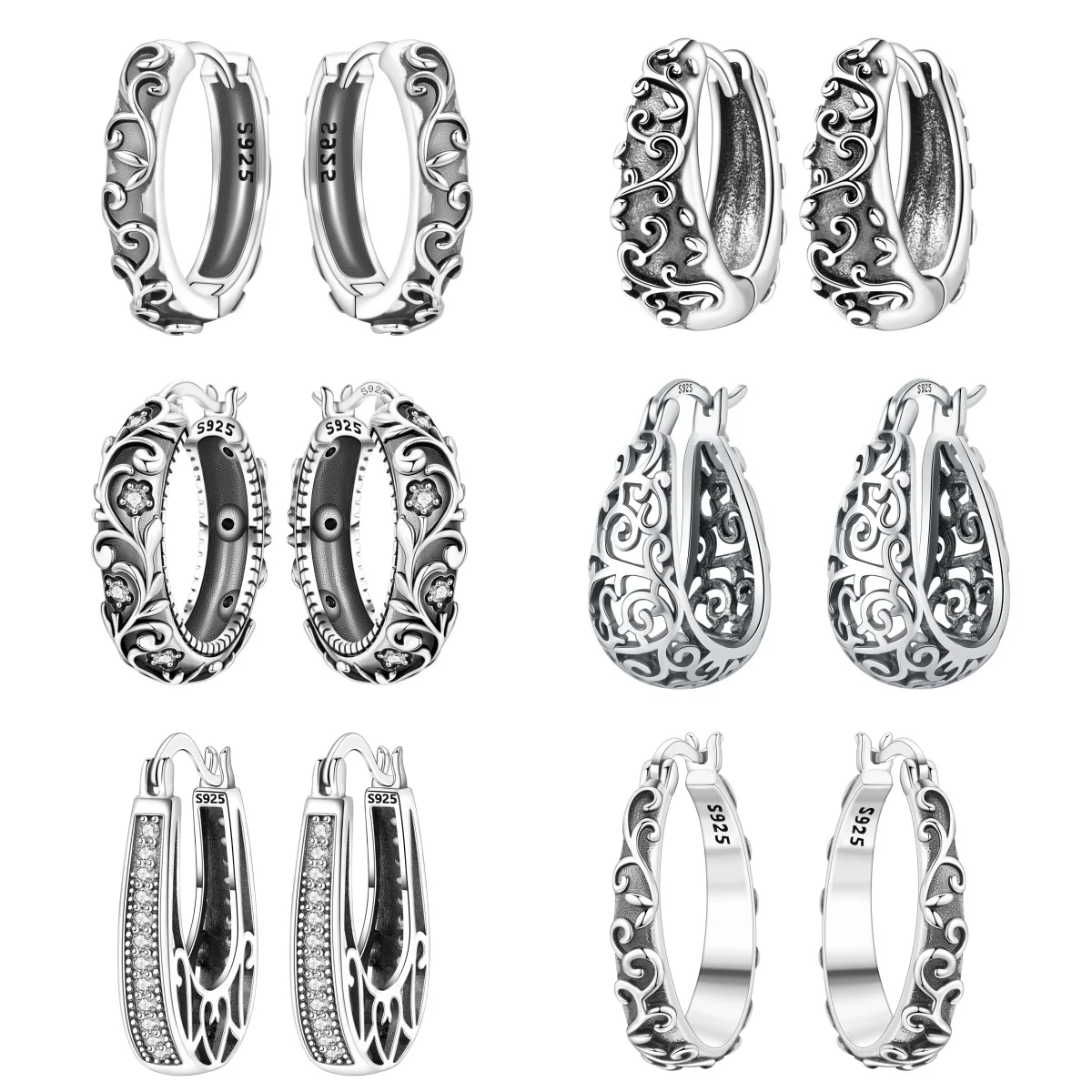 MISEFF S925 Sterling Silver Earring Plant Curling Grass Vintage Vine Earring Fashion Women Birthday Valentine's Day Gift