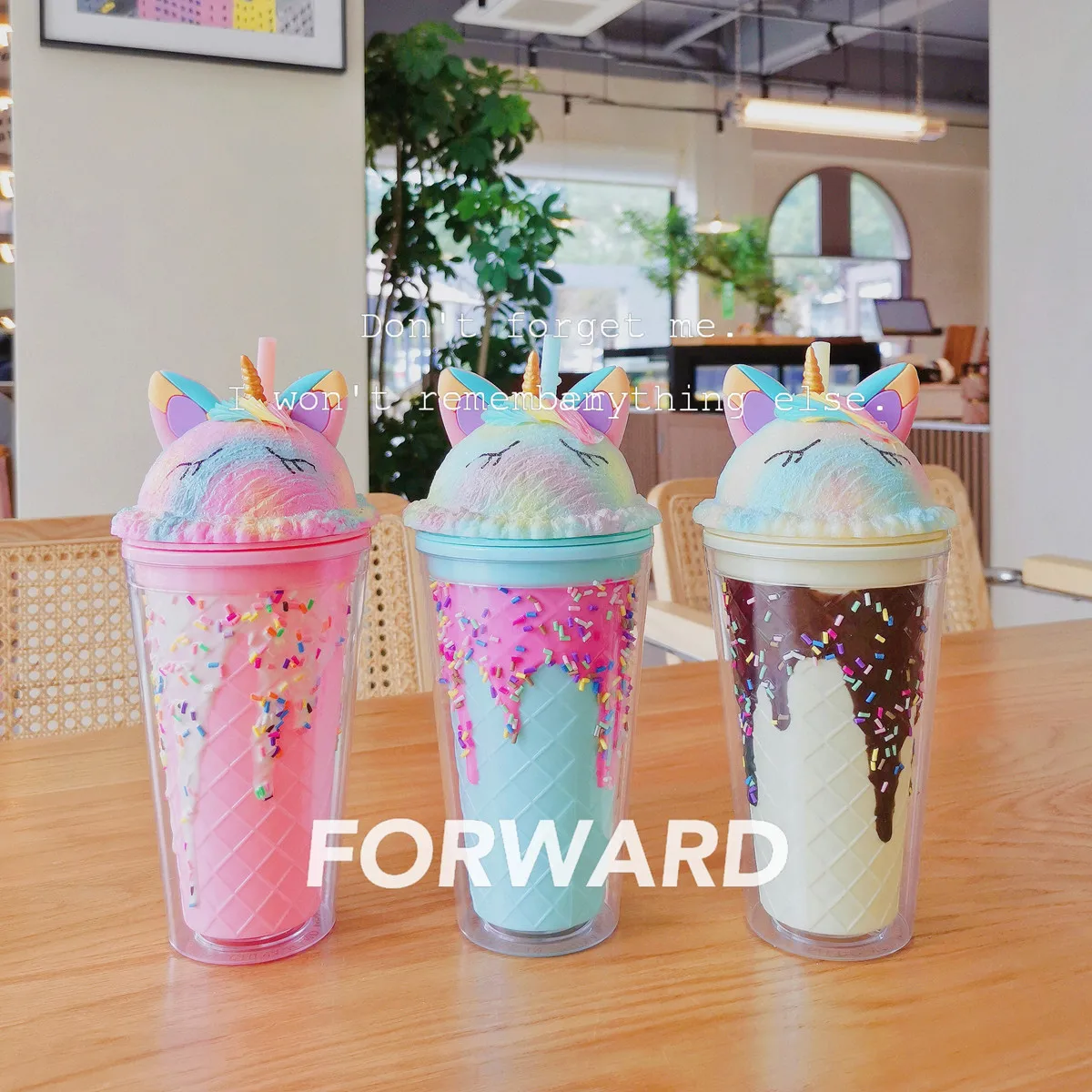 450ml Cute Water Bottle For Girls BPA FREE Double wall Tumbler with straw reusable Smoothie Cup Drinkware Plastic water bottle