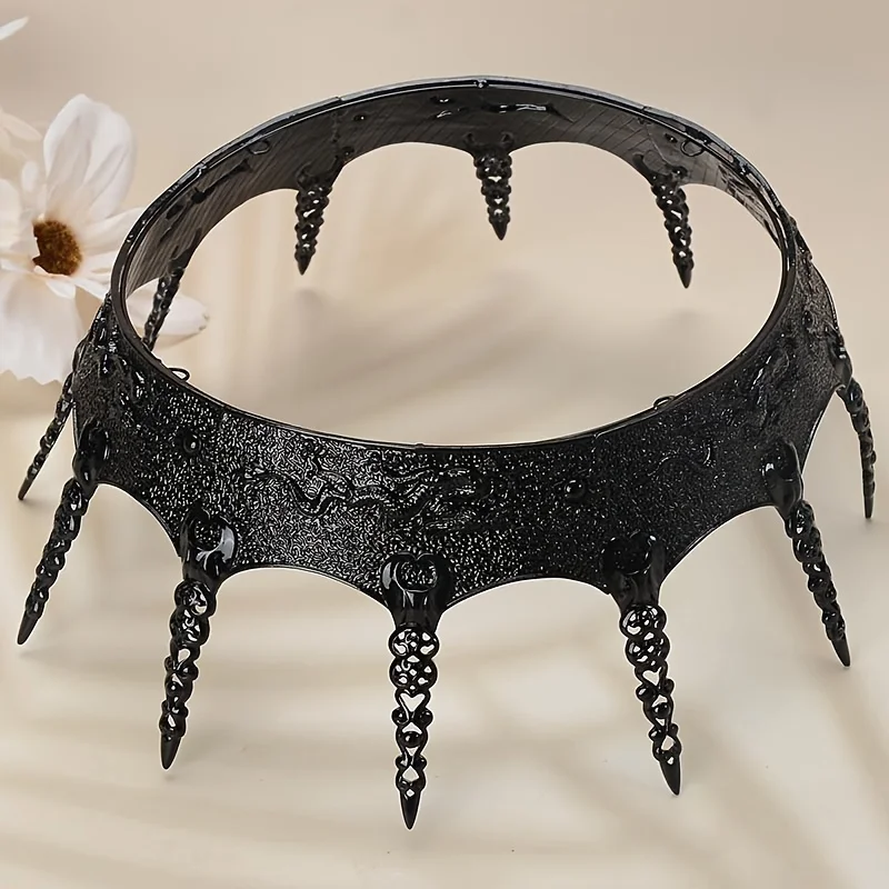 Simple alloy thorn king iron-blooded dark wind crown hollow carved crown party accessories headdress